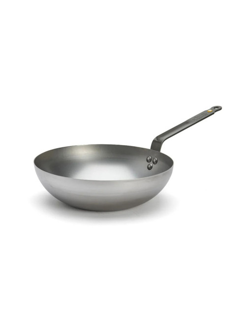 Wok bombé De Buyer Minéral B en acier - 3 tailles