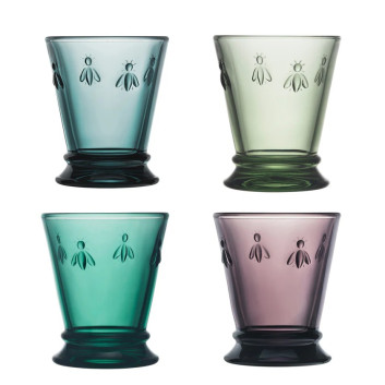 4 verres à eau Abeille La Rochère set de 4 coloris assortis