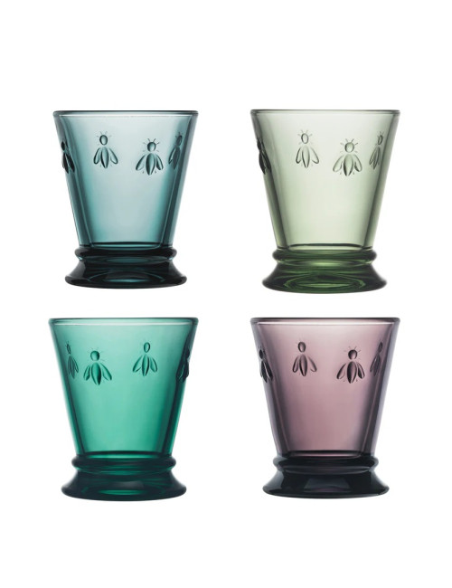 4 verres à eau Abeille La Rochère set de 4 coloris assortis