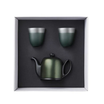 Coffret Salam DEGRENNE théière 4 tasses et 2 mugs vert émeraude