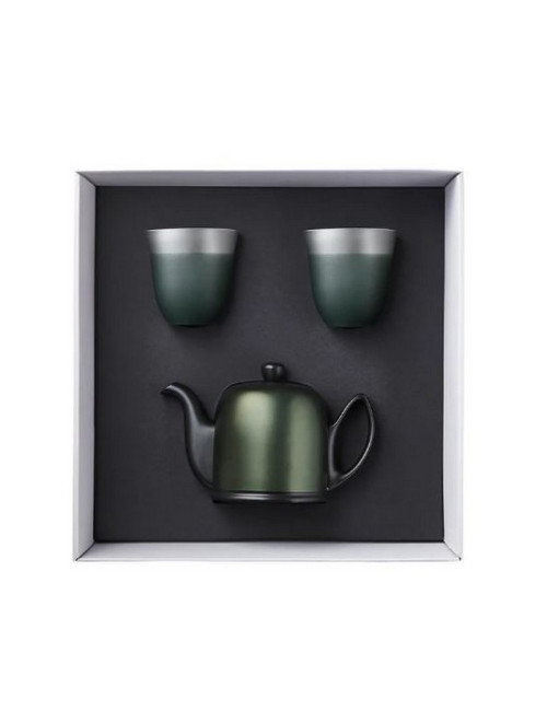 Coffret Salam DEGRENNE théière 4 tasses et 2 mugs vert émeraude