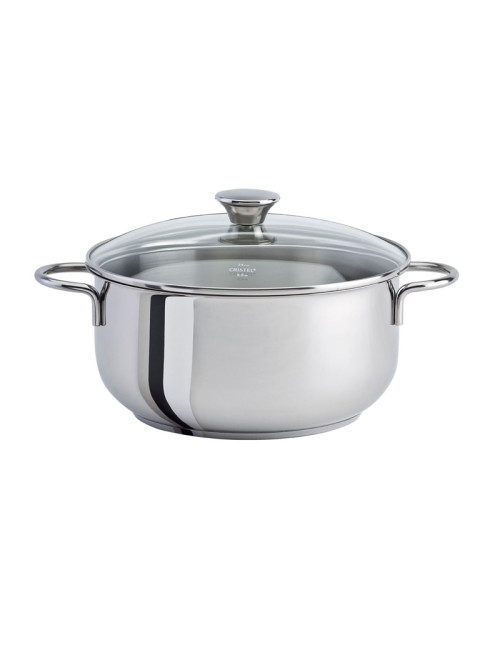 Couvercle bombé CRISTEL Master fixe en verre et inox - 9 tailles