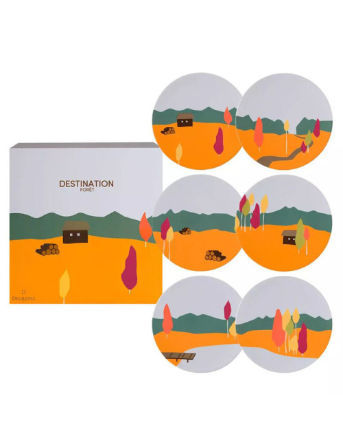 Coffret 6 assiettes à dessert DEGRENNE Destination forêt 23cm
