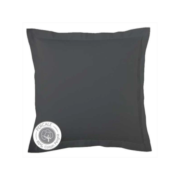 2 taies d'oreiller percale anthracite Tradilinge - 65x65cm