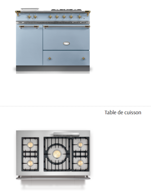 Piano Saulieu classic bleu Delft - TABLE CLASSIQUE 3 FEUX - 2 feux vifs de 3 kW - Four multifonction et four électrique