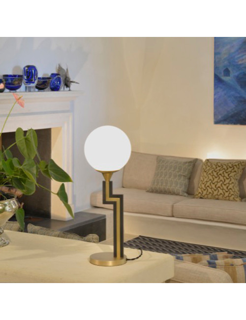 Lampe à poser en laiton L188 Casadisagne bicolore noir et or