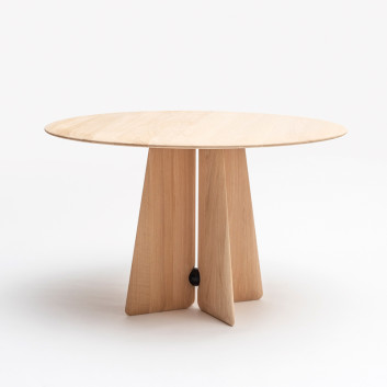 Table à manger Farfalla ronde Drugeot Manufacture chêne massif - 2 finitions