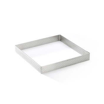 Cercle à tarte carré De Buyer Valrhona en inox perforé