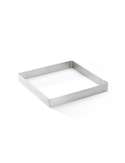 Cercle à tarte carré De Buyer Valrhona en inox perforé