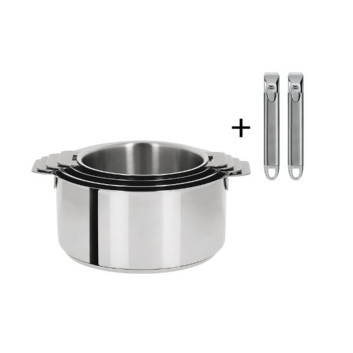 Batterie Cristel Mutine 4 casseroles + 2 poignées amovibles Zenith
