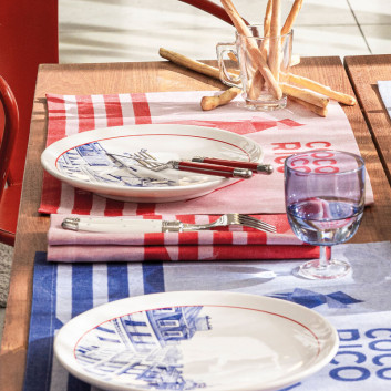Lot de 2 serviettes de table Coco-Rico Elysée coton Le Jacquard Français - 2 coloris
