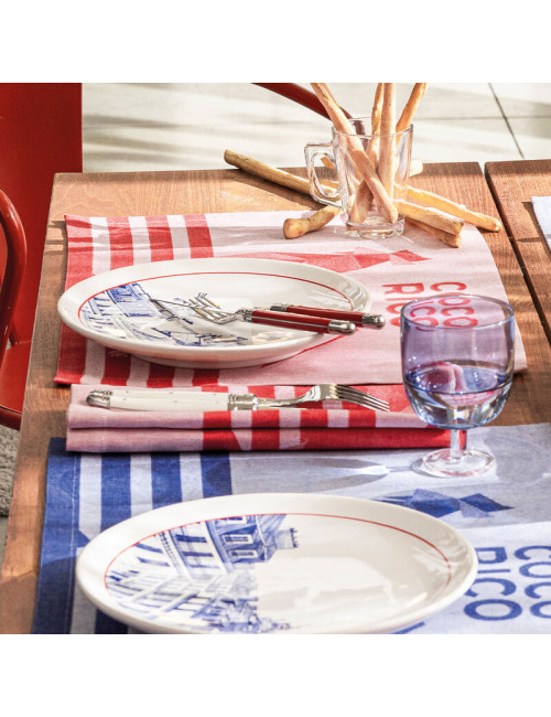 Lot de 2 serviettes de table Coco-Rico Elysée coton Le Jacquard Français - 2 coloris