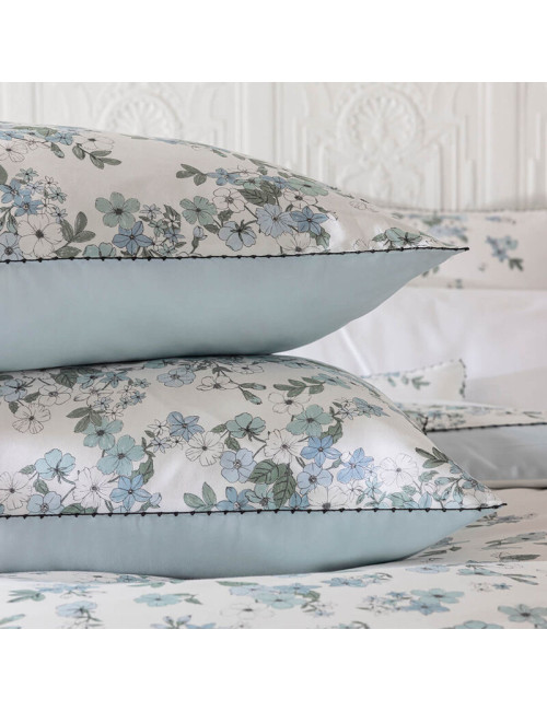 2 taies d'oreiller Manuka Ciel Le Jacquard Français coton - 2 dimensions