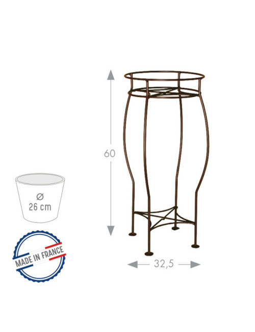 Sellette Ronde Louis Moulin porte-plante en acier fer vieilli