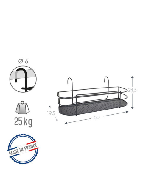 Balconnière Louis Moulin support pour plante sur balcon métal anthracite