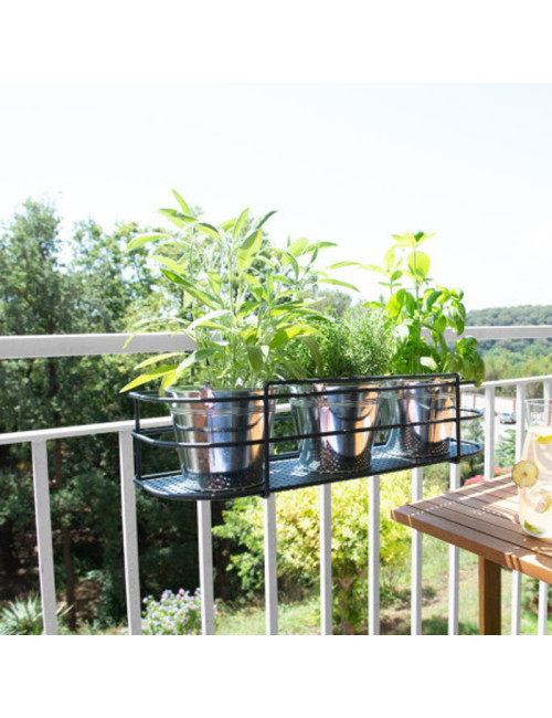 Balconnière Louis Moulin support pour plante sur balcon métal anthracite