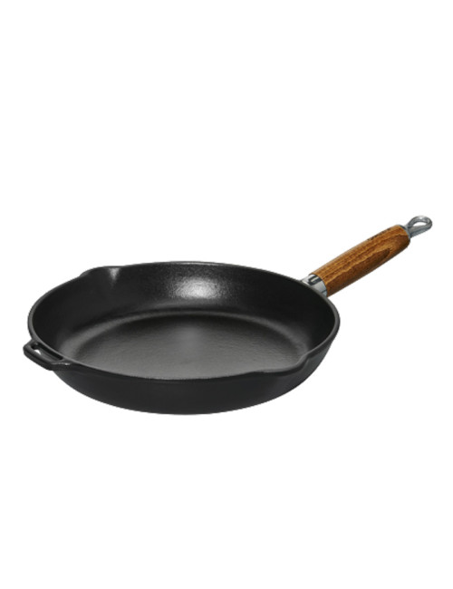 Poêle ronde en fonte CHASSEUR 28cm manche en bois - 2 coloris