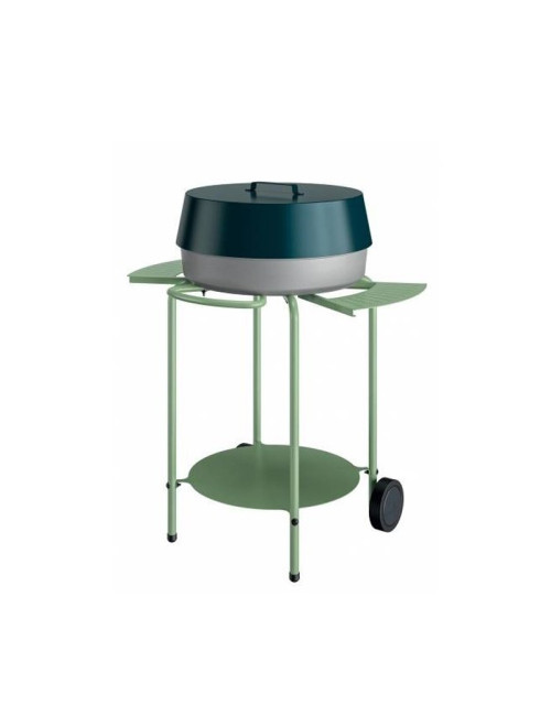 Barbecue-plancha en fonte INVICTA sur chariot O'Gustin