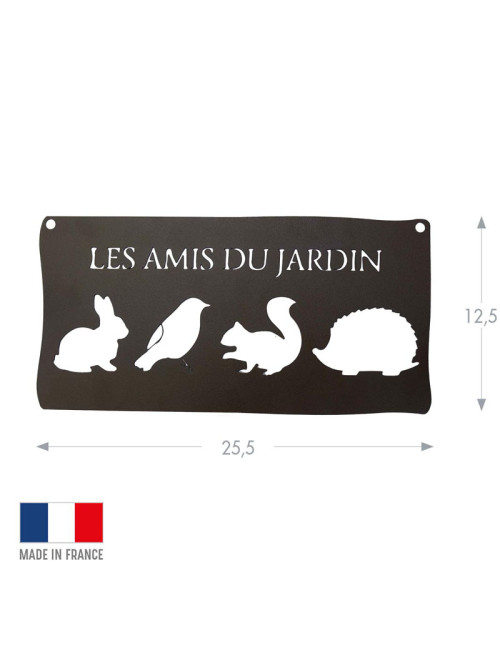 Pancarte décorative LES AMIS DU JARDIN Louis Moulin en métal - 2 coloris