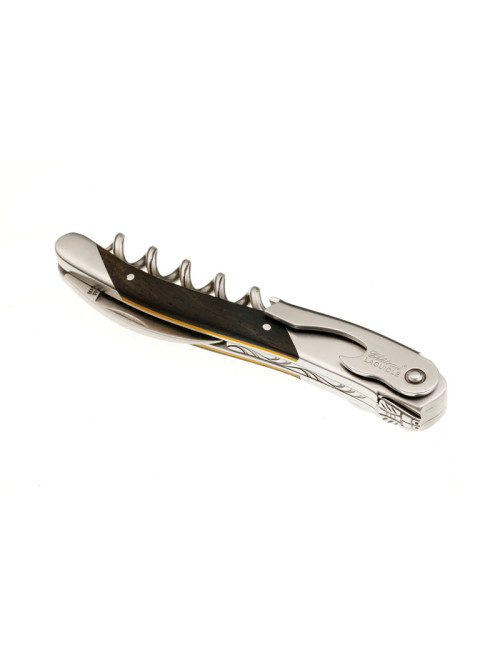 Couteau sommelier CHATEAU LAGUIOLE Collection Edge Bois d'Ebène et entretoise jaune