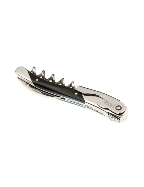 Couteau sommelier CHATEAU LAGUIOLE Collection Edge Corne noire et entretoise bleue
