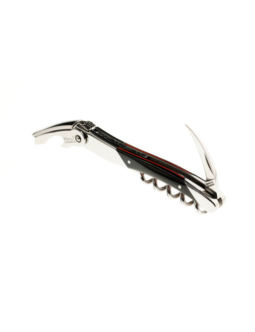 Couteau sommelier CHATEAU LAGUIOLE Collection Edge Corne noire et entretoise rouge
