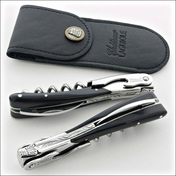 Couteau sommelier CHATEAU LAGUIOLE Collection Melchior Corne noire