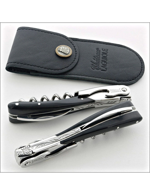 Couteau sommelier CHATEAU LAGUIOLE Collection Melchior Corne noire