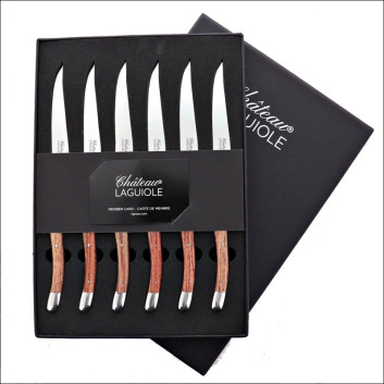 Coffret de 6 couteaux de table CHATEAU LAGUIOLE Collection Signature Bois de rose