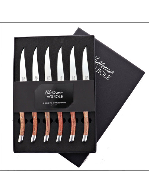 Coffret de 6 couteaux de table CHATEAU LAGUIOLE Collection Signature Bois de rose
