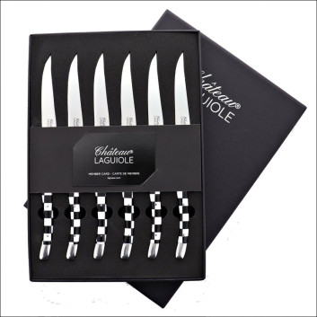 Coffret de 6 couteaux de table CHATEAU LAGUIOLE Collection Signature Pavé Mosaïque