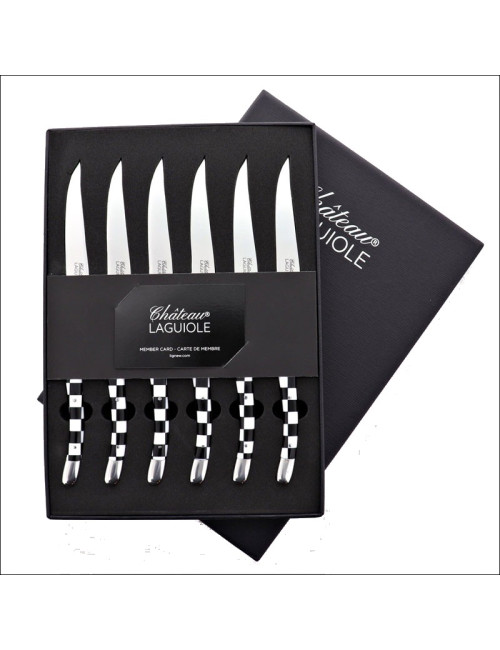 Coffret de 6 couteaux de table CHATEAU LAGUIOLE Collection Signature Pavé Mosaïque