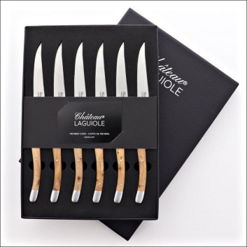 Coffret de 6 couteaux de table CHATEAU LAGUIOLE Collection Signature Bois de cade