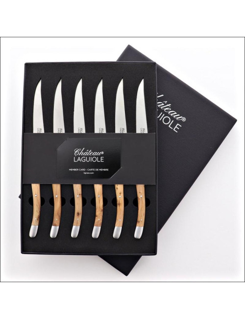 Coffret de 6 couteaux de table CHATEAU LAGUIOLE Collection Signature Bois de cade