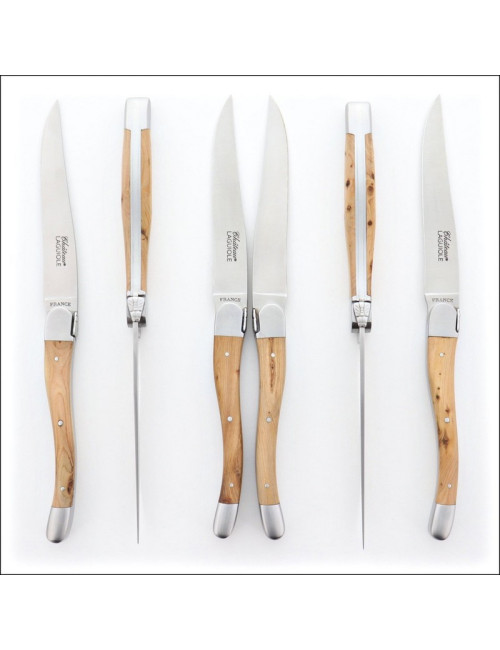 Coffret de 6 couteaux de table CHATEAU LAGUIOLE Collection Signature Bois de cade