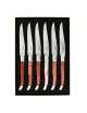 Coffret de 6 couteaux de table CHATEAU LAGUIOLE Collection Héritage Os teinté rouge