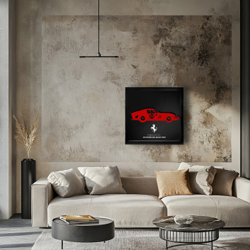 Cadre mural ERIC HARDY 50x50cm FERRARI 250 GTO LE MANS 1962 acier et bois