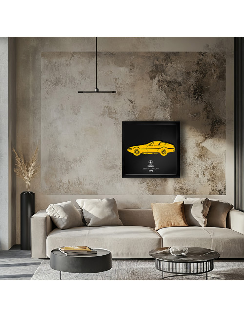 Cadre mural ERIC HARDY 50x50cm FERRARI 365 GTB4 DAYTONA acier et bois
