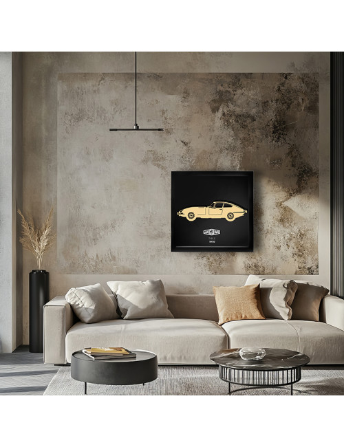Cadre mural ERIC HARDY 50x50cm JAGUAR TYPE E acier et bois