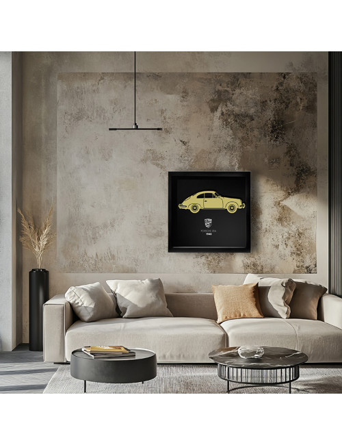 Cadre mural ERIC HARDY 50x50cm PORSCHE 356 acier et bois