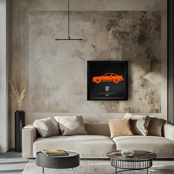 Cadre mural ERIC HARDY 50x50cm PORSCHE 911 T acier et bois