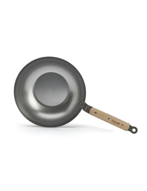 Wok bombé DE BUYER Minéral B Bois en acier - 2 tailles