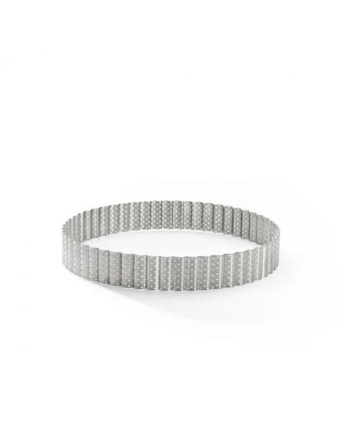 Cercle à tarte DE BUYER rond cannelé en inox perforé - 3 tailles