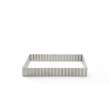 Cercle à tarte DE BUYER carré cannelé en inox perforé 23cm