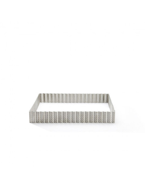 Cercle à tarte DE BUYER carré cannelé en inox perforé 23cm