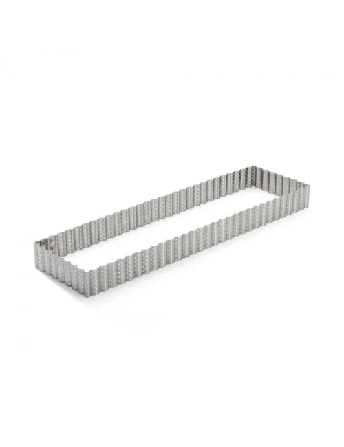 Cercle à tarte DE BUYER rectangulaire cannelé en inox perforé 35cm