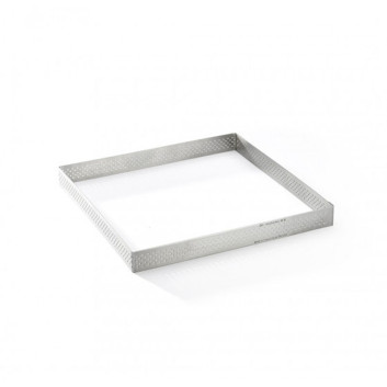 Cercle à tarte carré DE BUYER Valrhona en inox perforé - 2 tailles