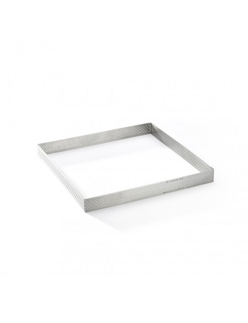 Cercle à tarte carré DE BUYER Valrhona en inox perforé - 2 tailles