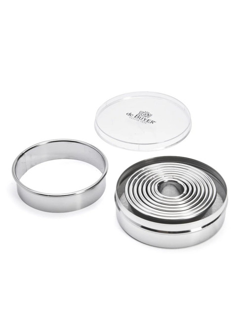 Boite 9 découpoirs DE BUYER en inox ronds unis