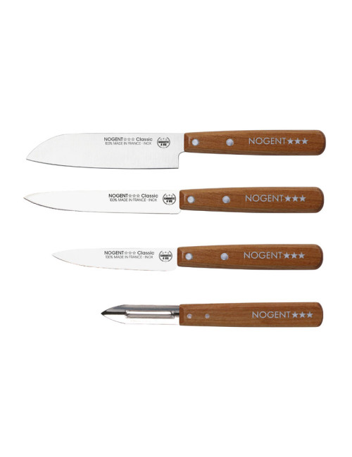 Coffret Chefs Cuisine Cerisier NOGENT 4 pièces couteaux